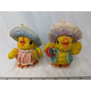 Ks Collection Yellow Duck Figure Lot of 2 Hats Food Resin